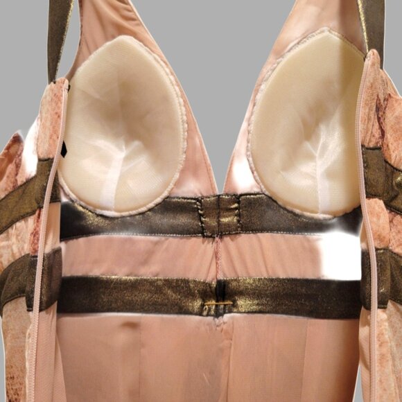 Bebe XXS Silk Snake Print Dress with Gold Trim – Tailored, Never Worn - Picture 4 of 10